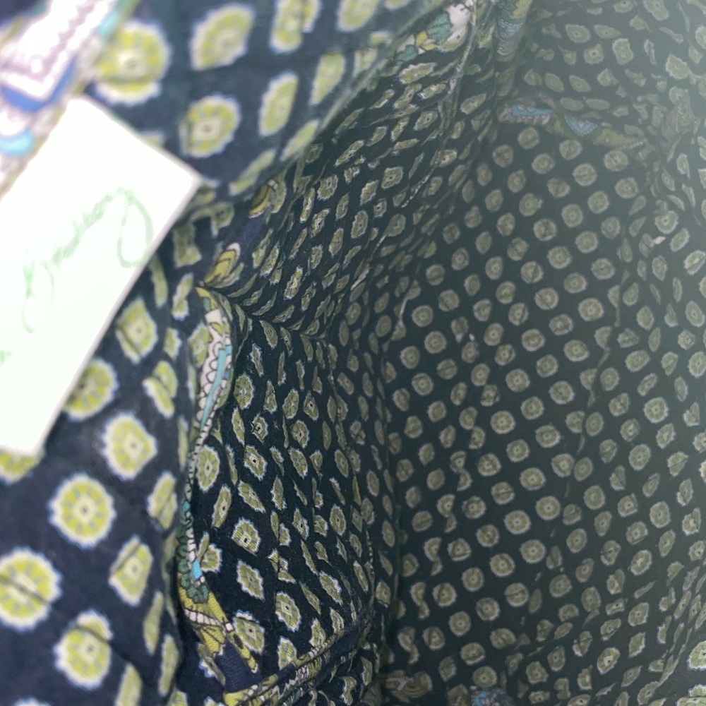 Vera Bradley Quilted Mini Backpack Purse Green Navy Blue - Picture 6 of 11